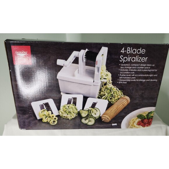 WILLIAMS SONOMA Paderno World Cuisine 4 Blade RED Spiralizer Vegetable Slicer - Picture 2 of 3